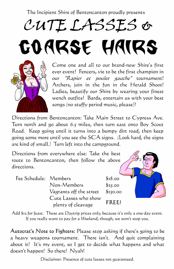 'Cute Lasses and Coarse Hairs' event flyer
